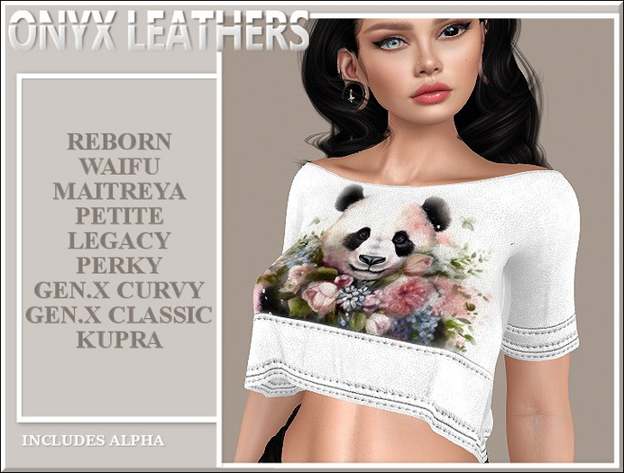 White Leather Crop Top - Panda
