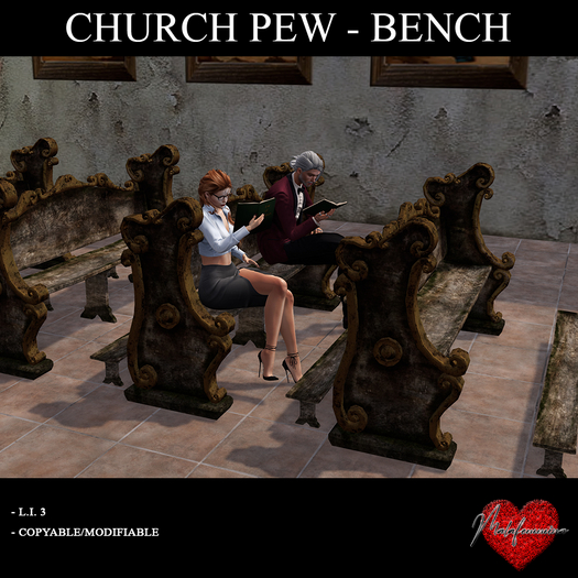 [MLF] WEATHERED CHURCH PEW BENCH [G]