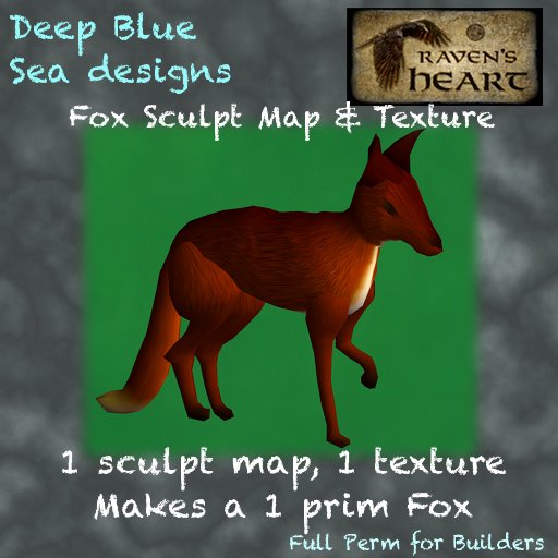 *RH* & DBS 1 prim fox sculpt & texture (crated)