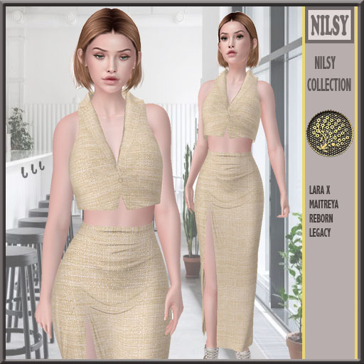 LINEN VEST&SLIT LONG SKIRT