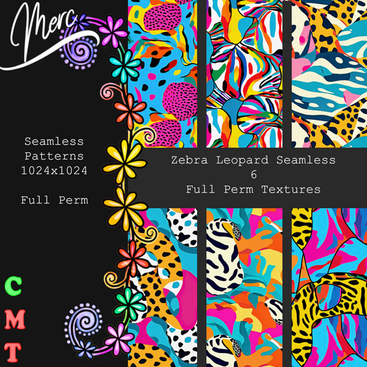 Zebra Leopard Seamless Full Perm 6 Textures Unpack