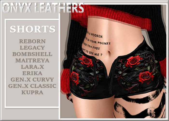 Red Rose Gothic Open Shorts