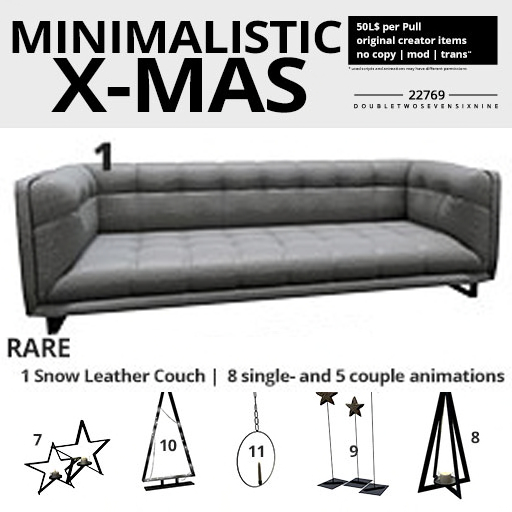 1. 22769 - Snow Leather Couch - RARE