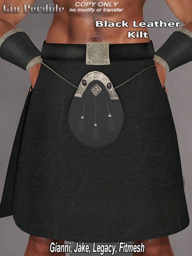  Black Leather Kilt 