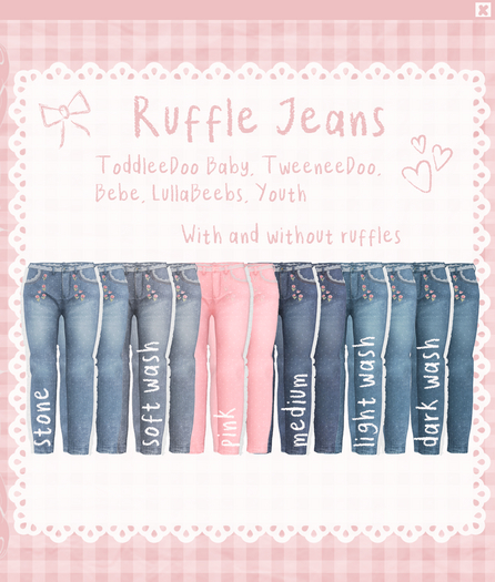 Blush. Ruffle Jeans - Dark Wash [ADD]