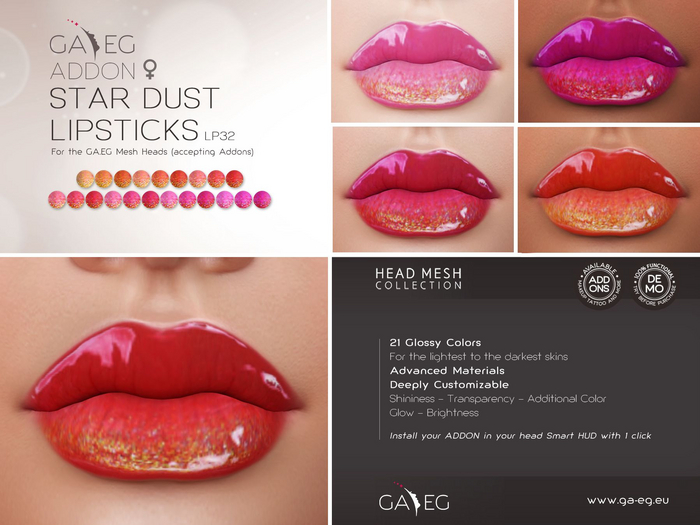 [GA.EG] Mesh Heads Addon - LP32 Star Dust Lipsticks