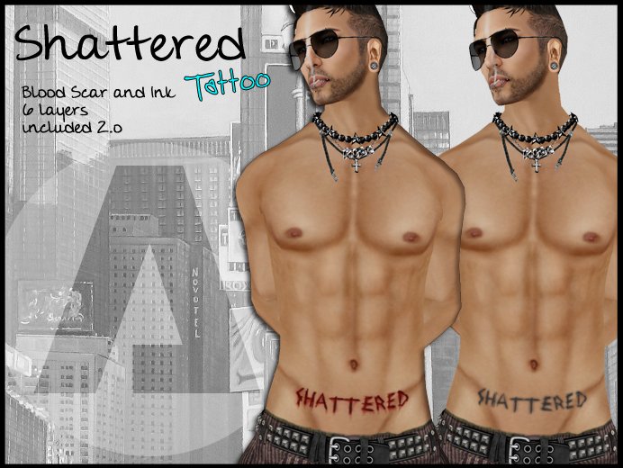 - DAMNED - SHATTERED  Scar and Ink Tattoo Belly -BOXED