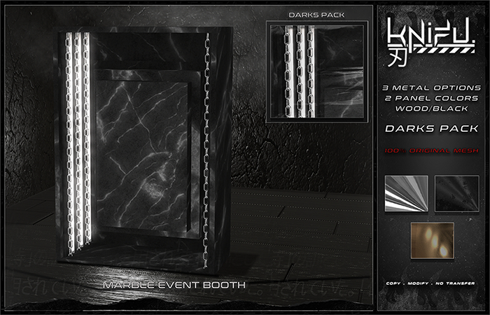 KNIFU.  Marble Event Booth - Darks