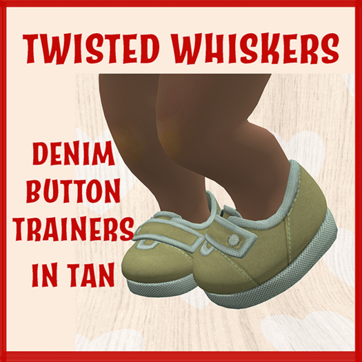 *TW* DENIM BUTTON TRAINERS - TAN ADD