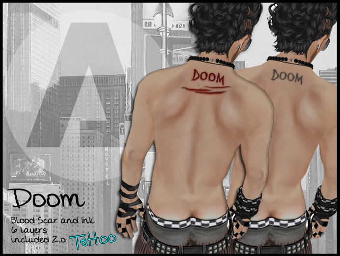 - DAMNED - DOOM  Scar and Ink Tattoo Back -BOXED