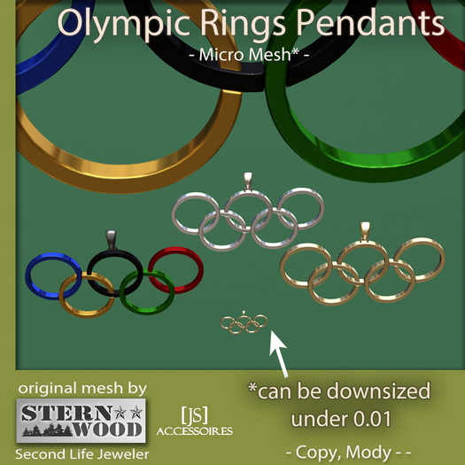 {JS} Olympic Rings Pendants - 4 pcs - Micro Mesh