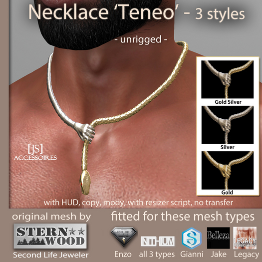 {JS} Necklace 'Teneo' - 3 Styles - with HUD