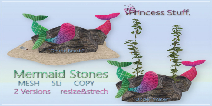 .Princess Stuff. [Mermaid Stones] 2 Versions Decor
