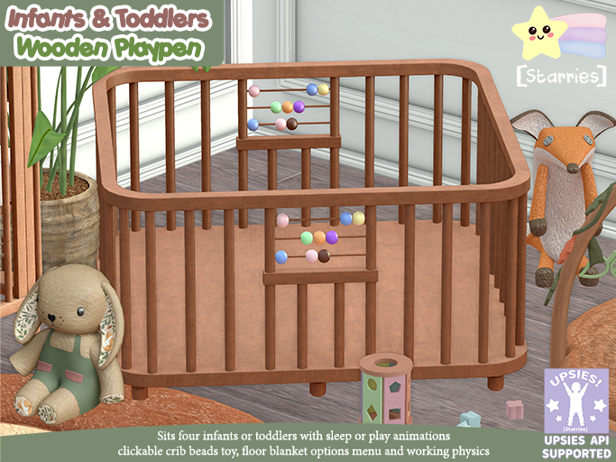 [Starries] Wooden Playpen Infant & Baby