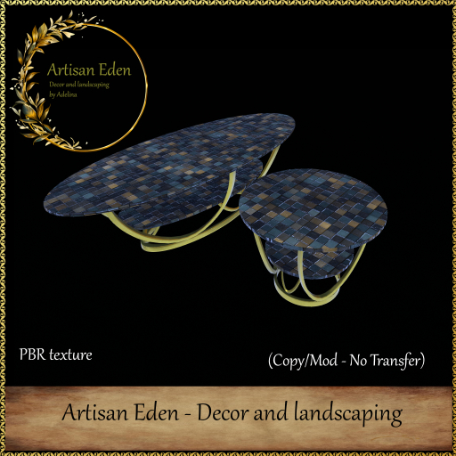 Table set - Two tables wtih PBR Mosaic texture