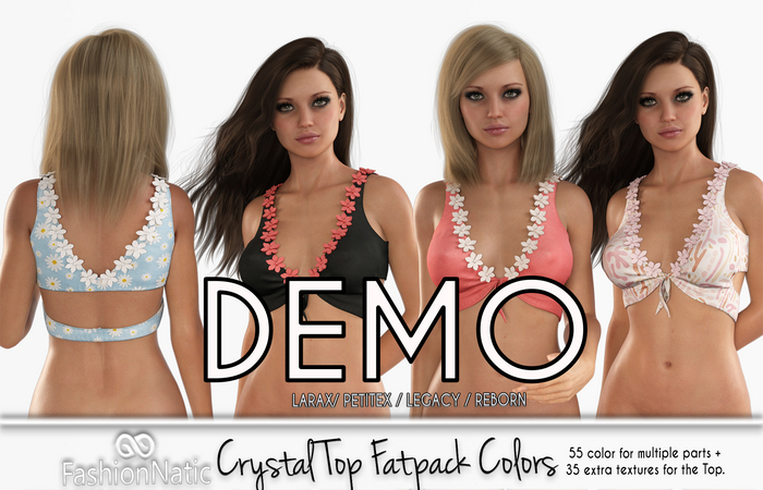 Demo Top Crystal Fatpack Colors - LaraX, PetiteX, Legacy, Reborn - FashionNatic