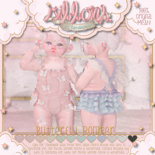 {Ribbons} Butterfly Romper - Cyan {Box}