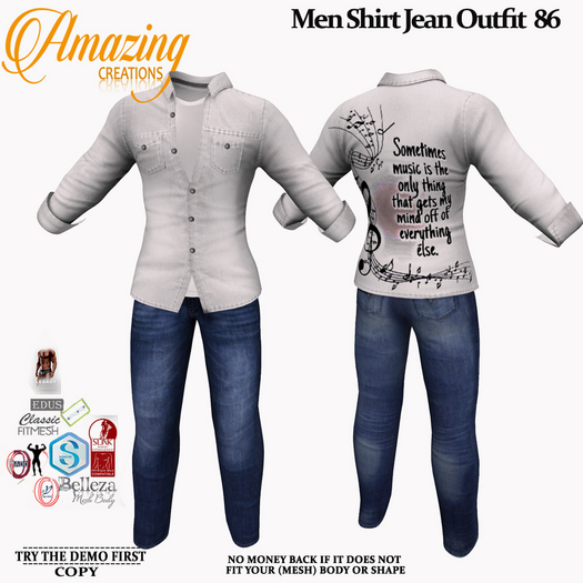 AmAzInG CrEaTiOnS Men Shirt Jean Outfit 86
