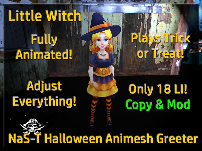 Halloween Animesh Greeter - Little Witch - Plays Trick or Treat