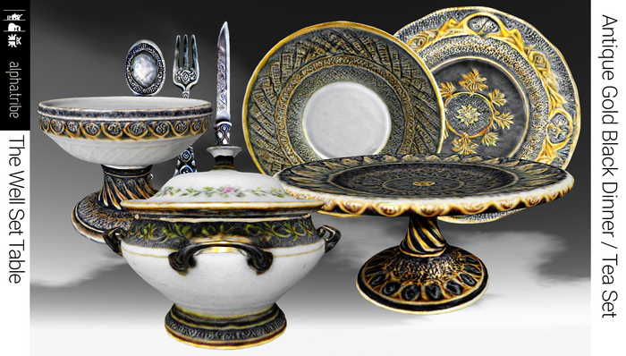 a.tribe::: [The Well Set Table] Black Gold Dinner/Tea Set