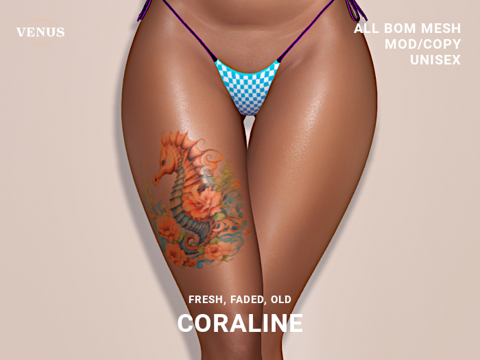 SEAHORSE THIGH TATTOO