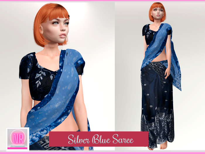 Silver Blue SAREE for Mesh bodies Maitreya,Reborn,Legacy,Slink,Ocacin and more