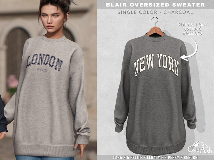 {COLD-ASH} BLAIR Oversized Sweatshirt (Charcoal)