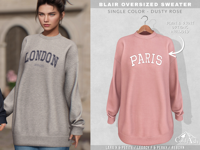 {COLD-ASH} BLAIR Oversized Sweatshirt (DustyRose)