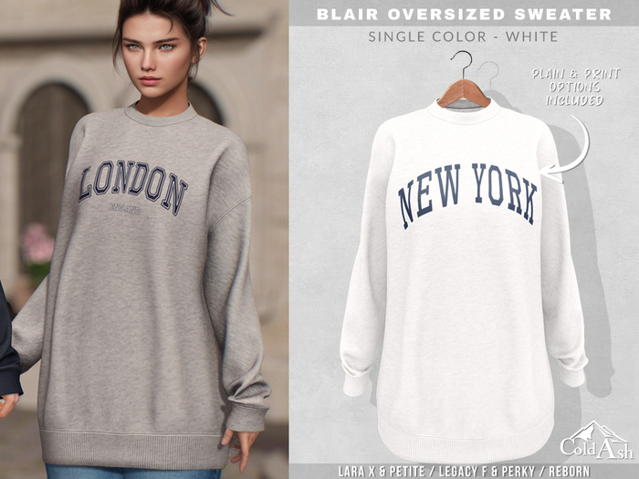 {COLD-ASH} BLAIR Oversized Sweatshirt (White)