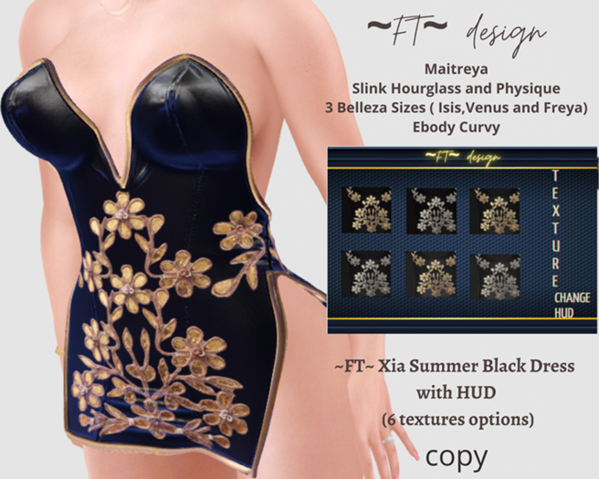 ~FT~ Xia Summer Black  Dress w HUD