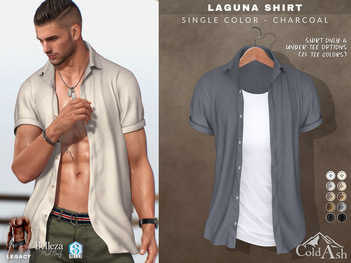 {COLD-ASH} LAGUNA Shirt (single-Charcoal)