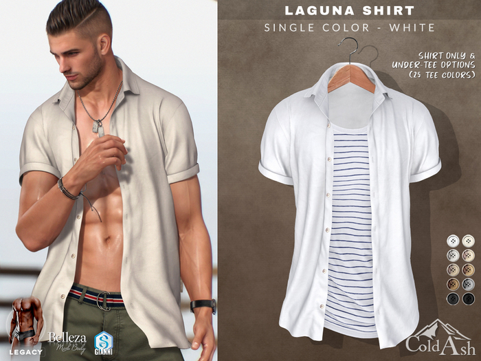{COLD-ASH} LAGUNA Shirt (single-White)