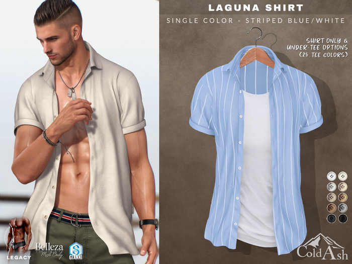 {COLD-ASH} LAGUNA Shirt (striped - Blue/White)