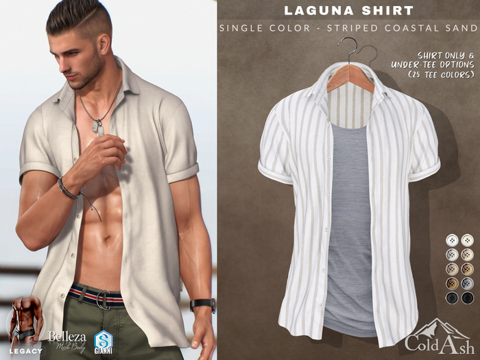 {COLD-ASH} LAGUNA Shirt (striped - CoastalSand)