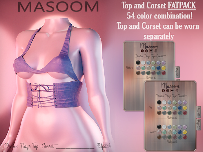 [[ Masoom ]] Denim Days Top y Corsé - FATPACK