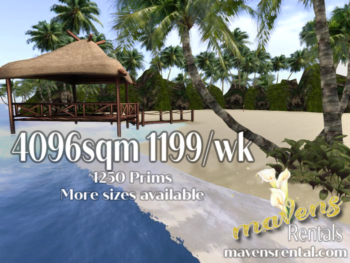 Beach Island Land 4096sqm 1199/wk 1250 Prims