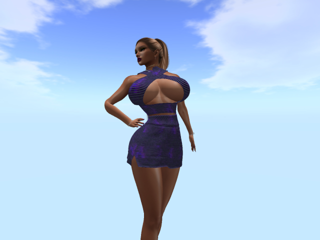 KOKO'S CLOSET PURPLE STRIPED WRAP TOP, PANTY & SKIRT