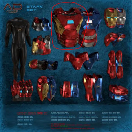 [AD] Atmos Design - Stark Set - 01 STARK CHESTPLATE - RED (RARE) (ALL SIZES!)