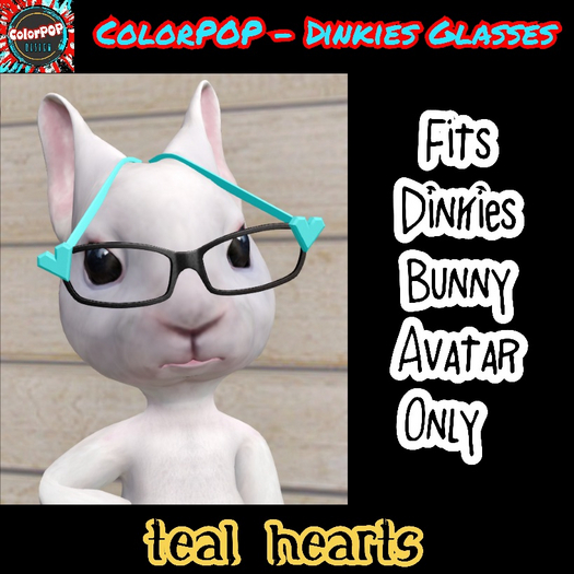 ColorPOP - Dinkies Bunny Glasses - Teal Heart BOX (ADD)