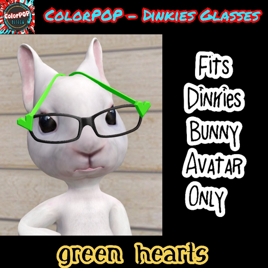 ColorPOP - Dinkies Bunny Glasses - Green Heart BOX (ADD)