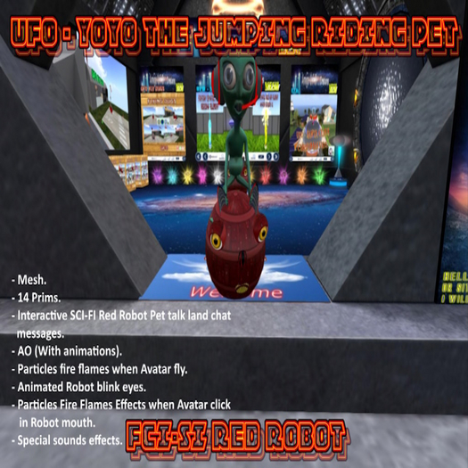 UFO - YOYO THE JUMPING RIDING PET SCI-FI RED ROBOT BOX