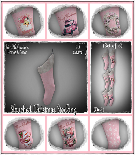 ~PPC~ Slouched Christmas Stocking PINK 