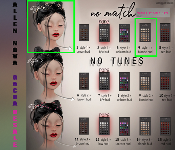4. no match  NO TUNES  style 1 with blonde HUD - SALE !