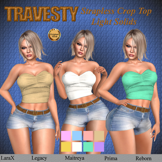 Travesty Strapless Crop Top Light Solids