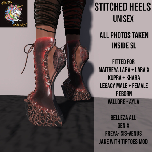 UPDATED - Angry Unicorn - Stitched Heels Red