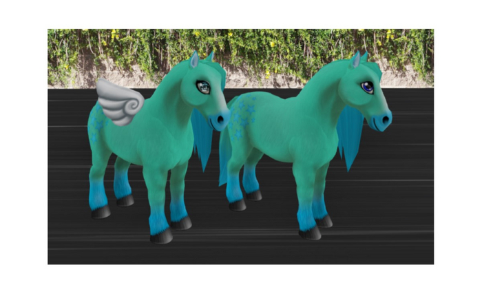 Amaretto Ponie Pals : Turquoise Fabulous whitie Wing Fem