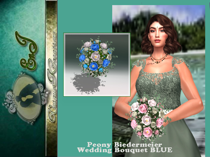 Peony Biedermeier Wedding Bouquet BLUE