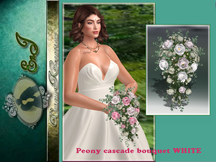 Peony cascade bouquet WHITE