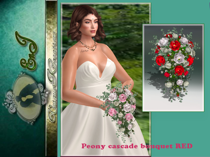 Peony cascade bouquet RED