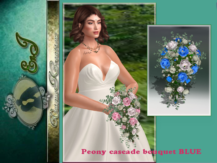 Peony cascade bouquet BLUE